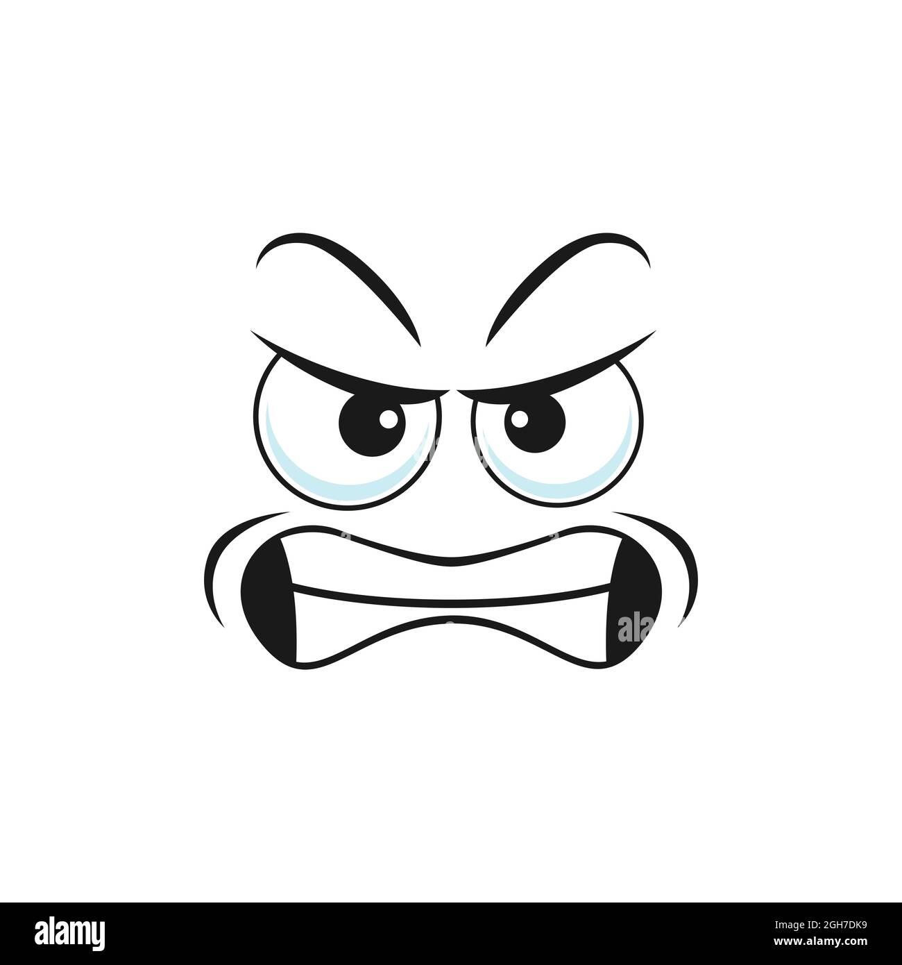 Wrathy sad emoticon with angry smile, social network chatting sign ...