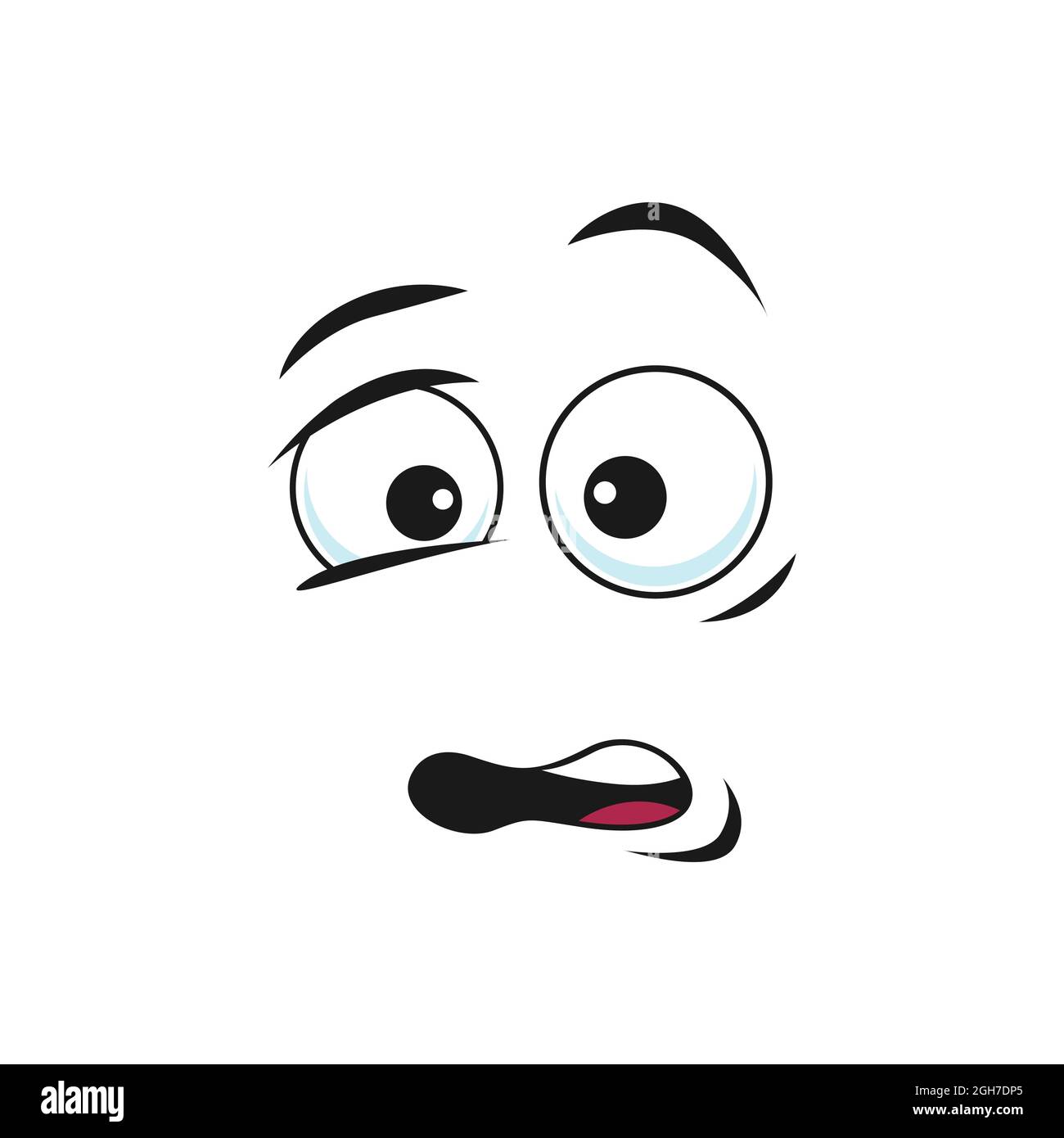 Afraid or horrified emoji with pig pop-eyes and curved smile, cartoon  character isolated icon. Vector emoji with shocked facial expression.  Terrified Stock Vector Image & Art - Alamy