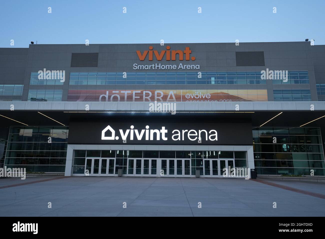 A general view of Vivint Smart Home Arena, Sunday, Sept. 5, 2021, in Salt Lake City. The venue is the home of the Utah Jazz of the NBA. Stock Photo