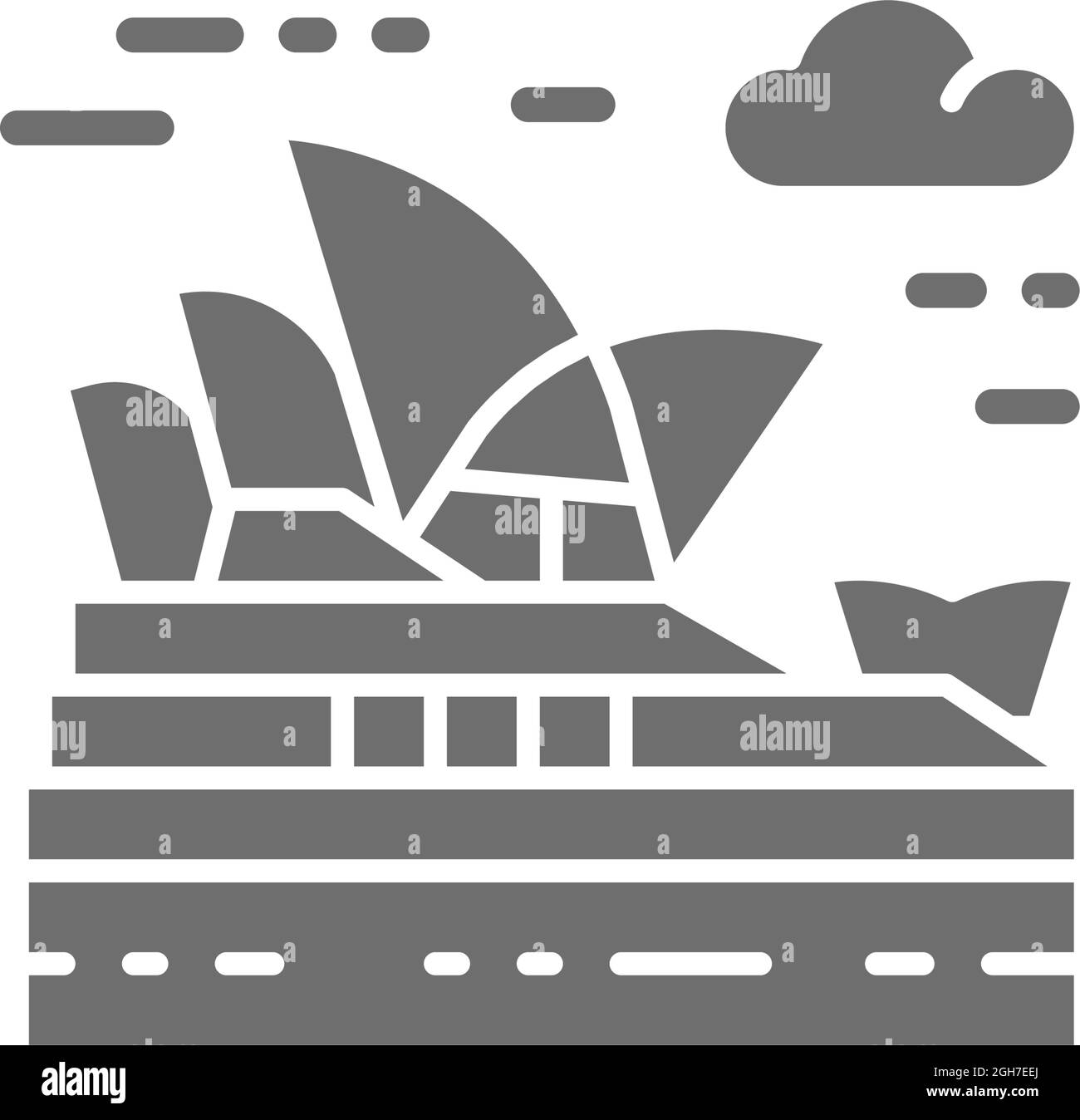 Sydney Opera House, Australia, landmark grey icon. Stock Vector