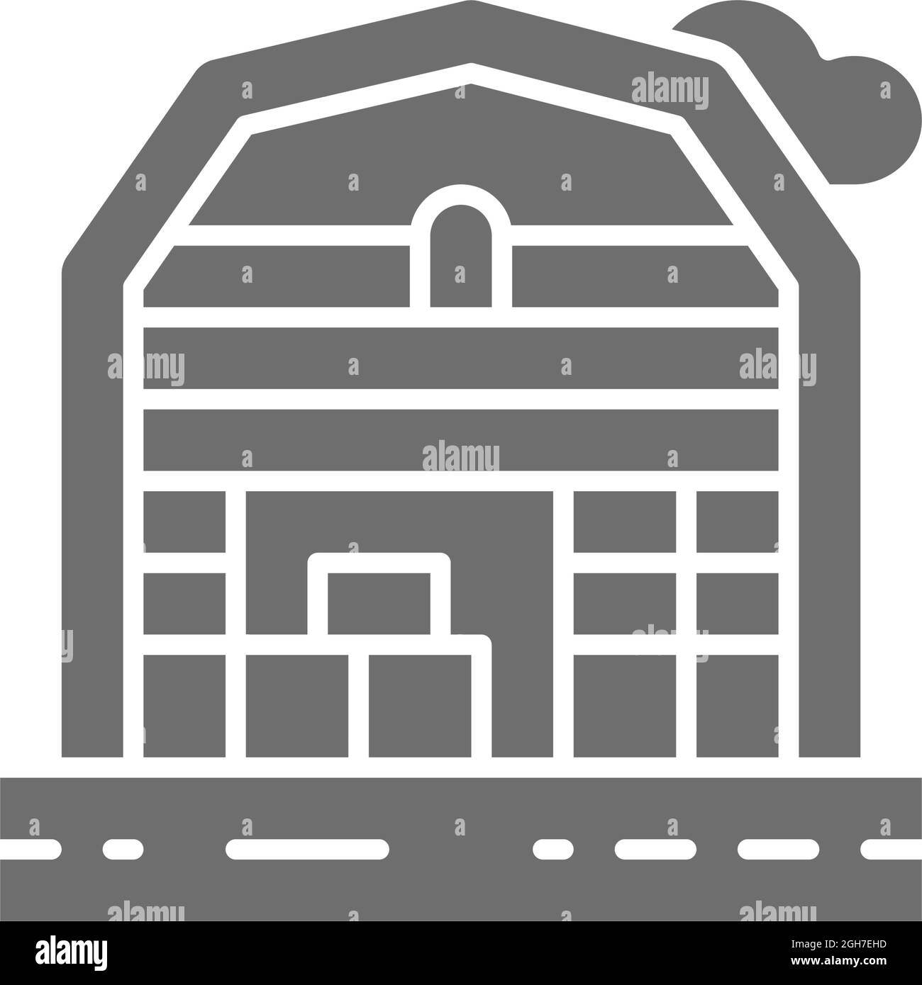 Farm house landscape grey icon. Isolated on white background Stock ...
