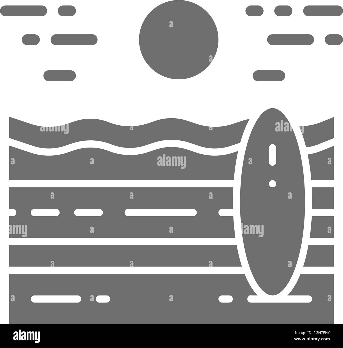 Beach landscape grey icon. Isolated on white background Stock Vector ...