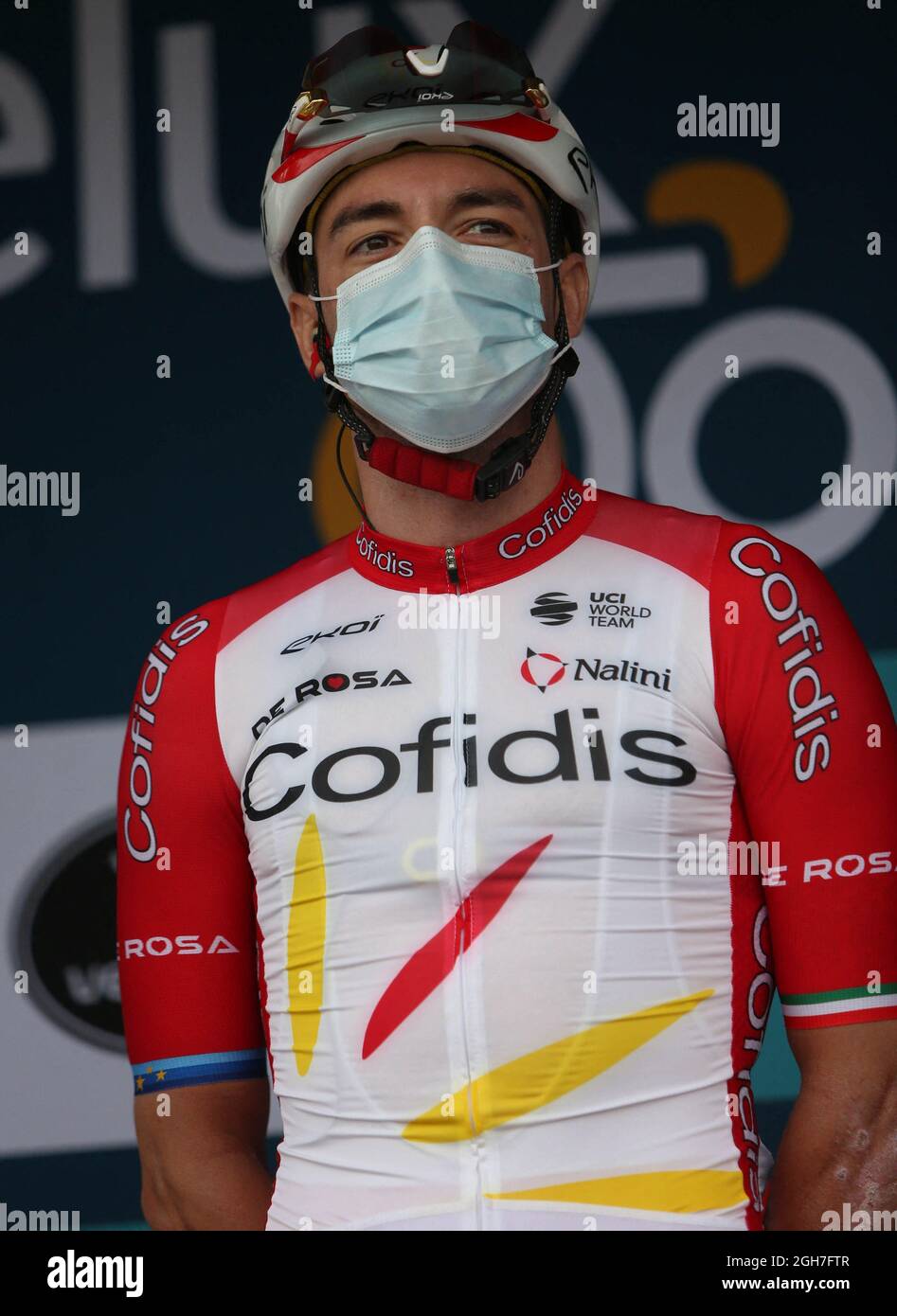 Elia Viviani of Cofidis during the Benelux Tour 2021, Stage 6, Ottignies-Louvain-la-Neuve - Houffalize (207,6 Km) on September 4, 2021 in Houffalize, Belgium. Photo by Laurent Lairys/ABACAPRESS.COM Stock Photo