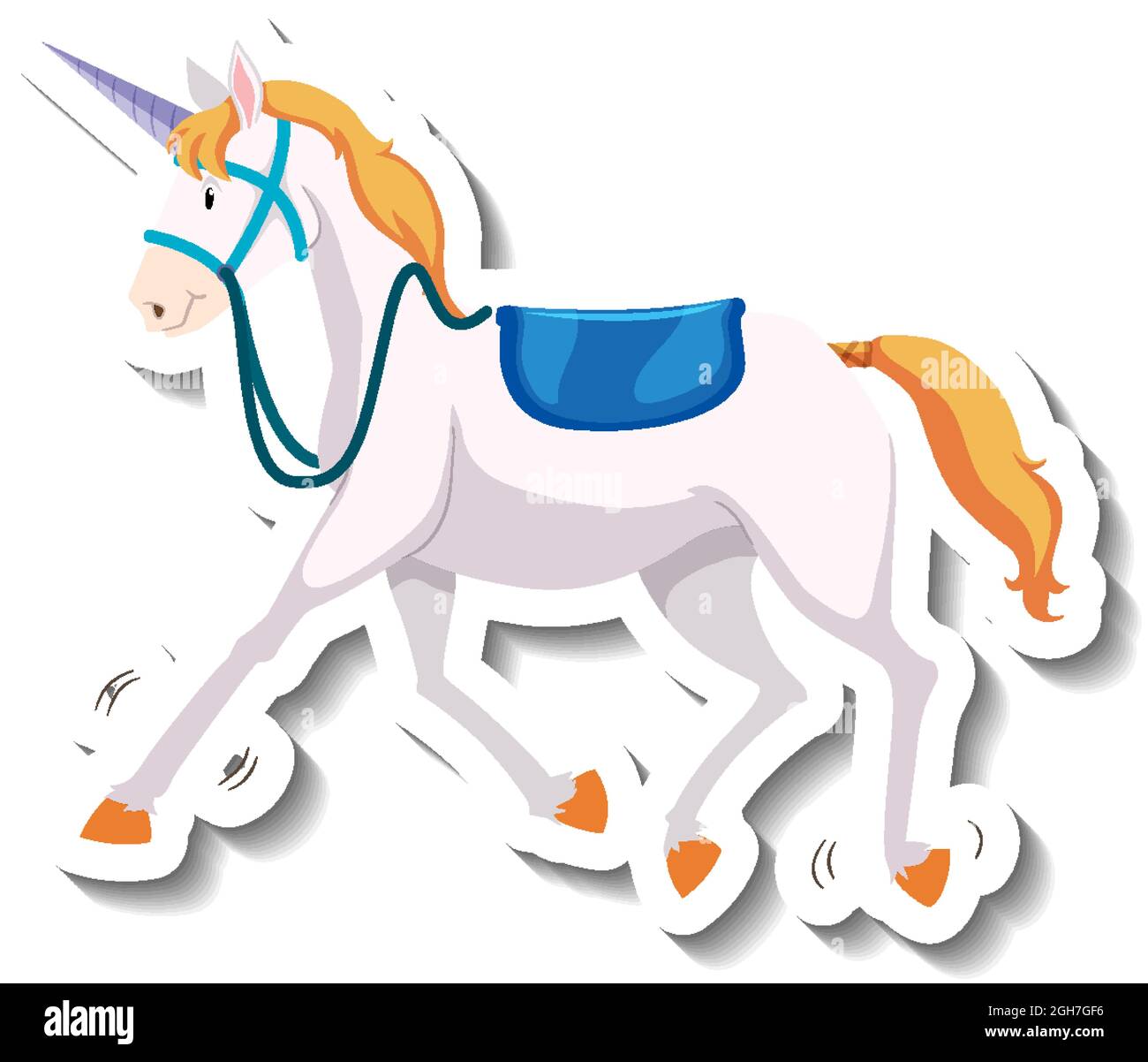 Cute unicorn standing pose on white background illustration Stock Vector