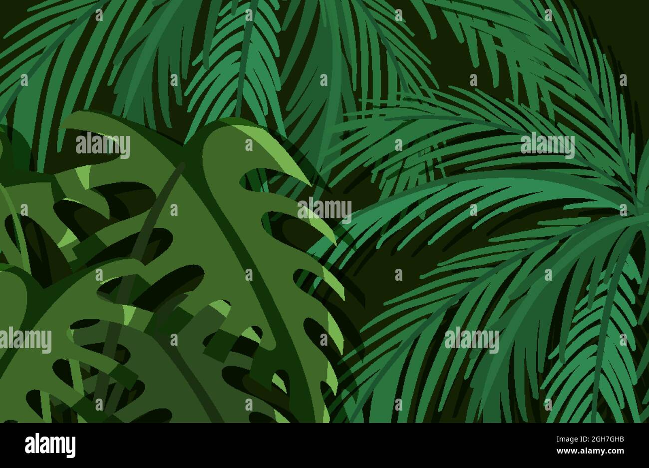 Green tropical leaves background illustration Stock Vector Image & Art ...