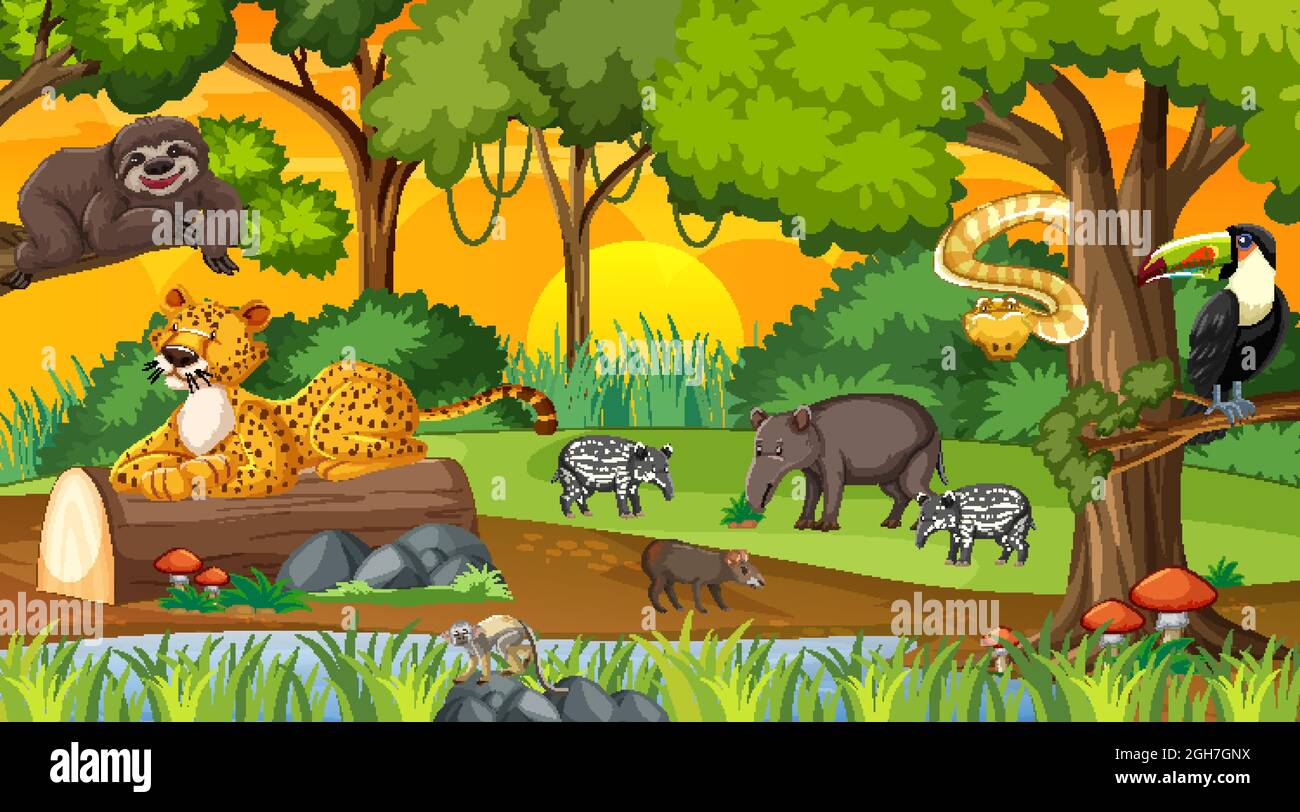 Jungle Scenery With Animals