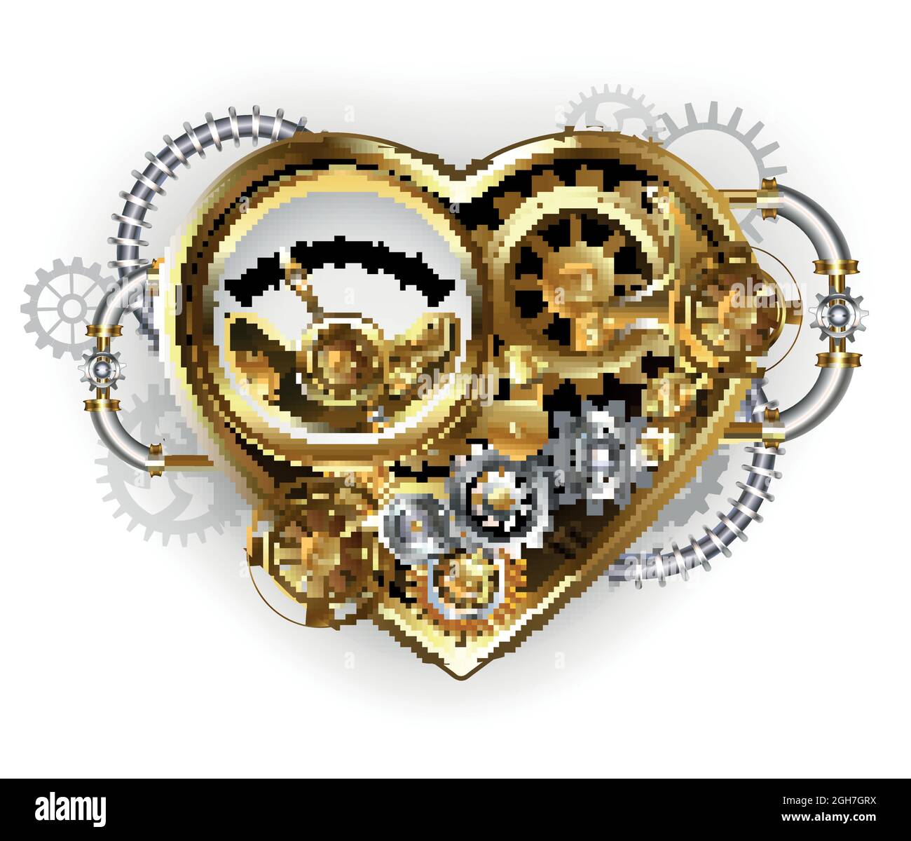 Steam punk metal heart with gears Royalty Free Vector Image