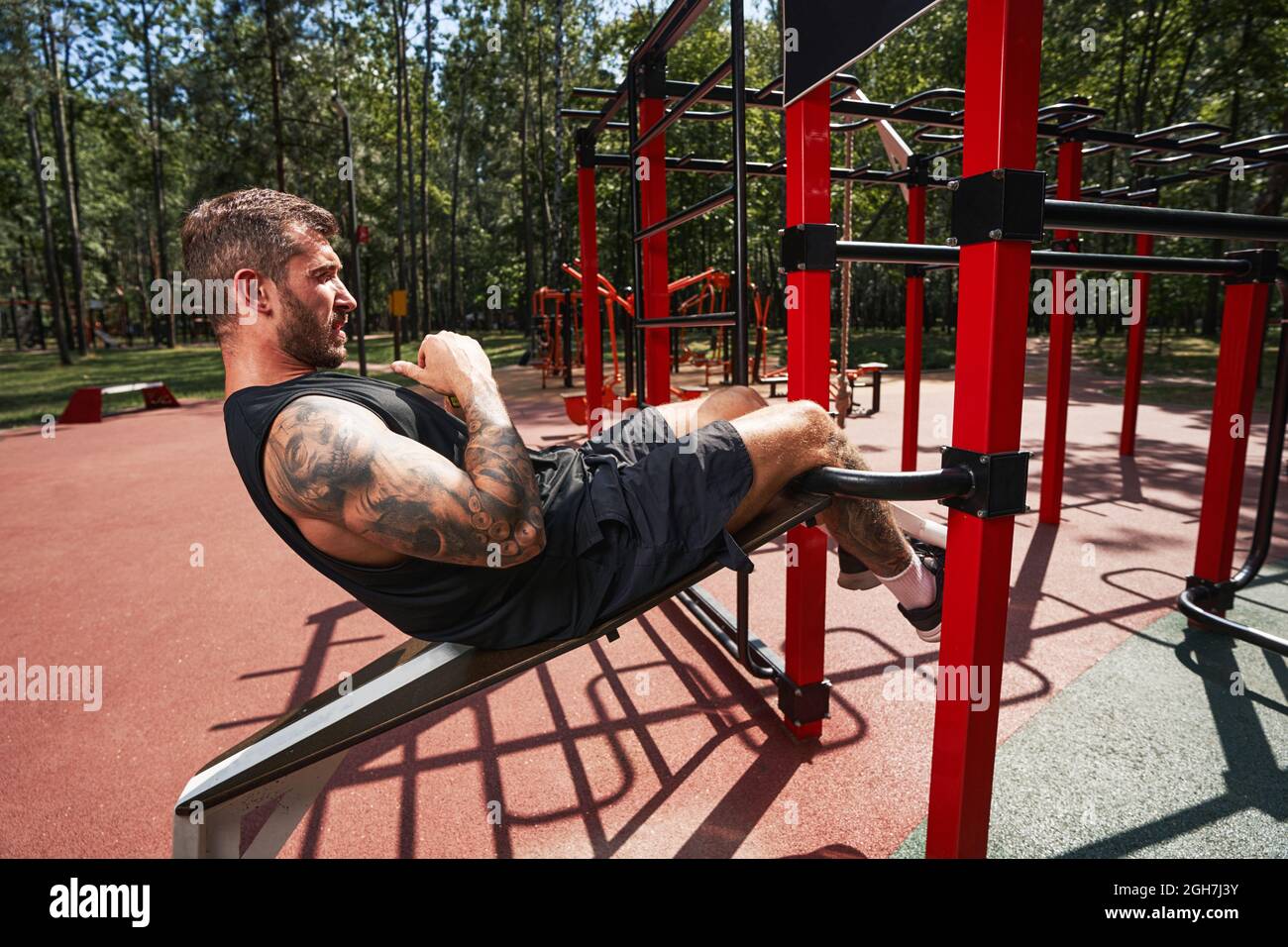 Man stretching muscles city hi-res stock photography and images - Alamy