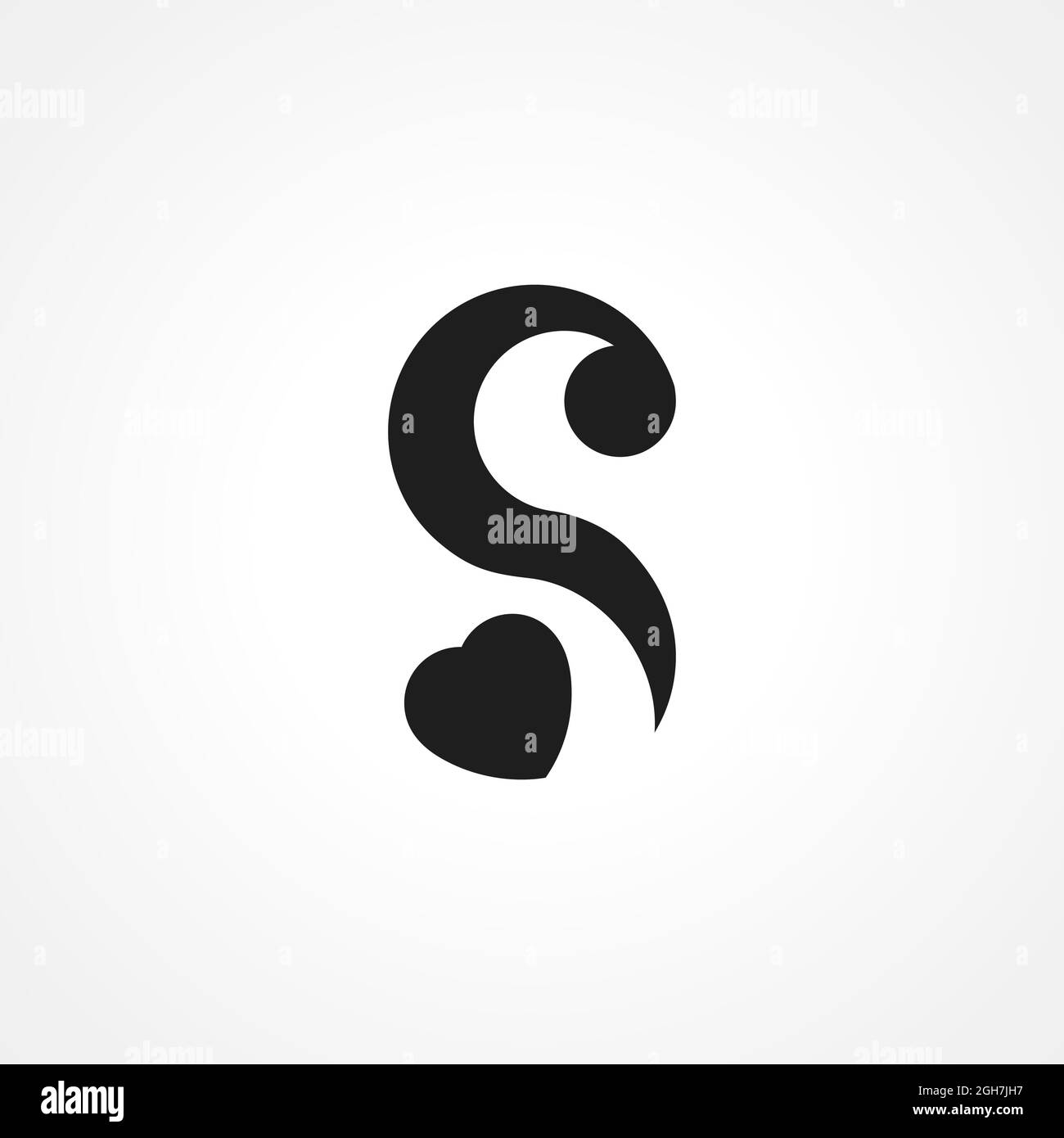 S letter logo design with heart. Vector creative modern concept ...