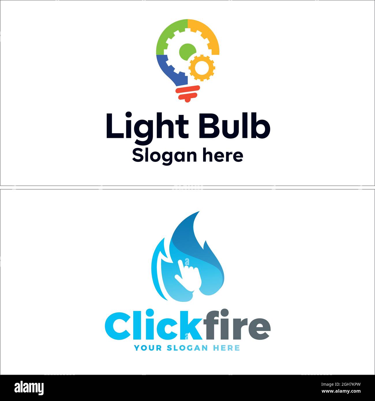 Modern technology light bulb and fire logo design Stock Vector