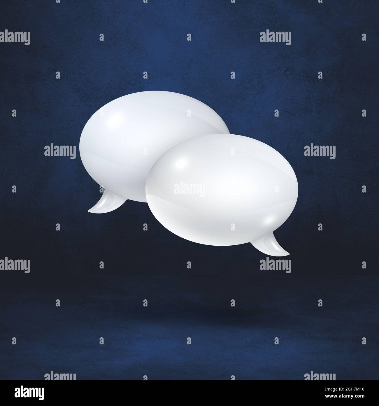 3D white speech bubbles isolated on black square background Stock Photo ...