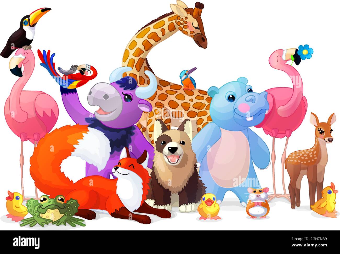 vector cartoon animal zoo. birthday party clip art Stock Vector Image & Art  - Alamy