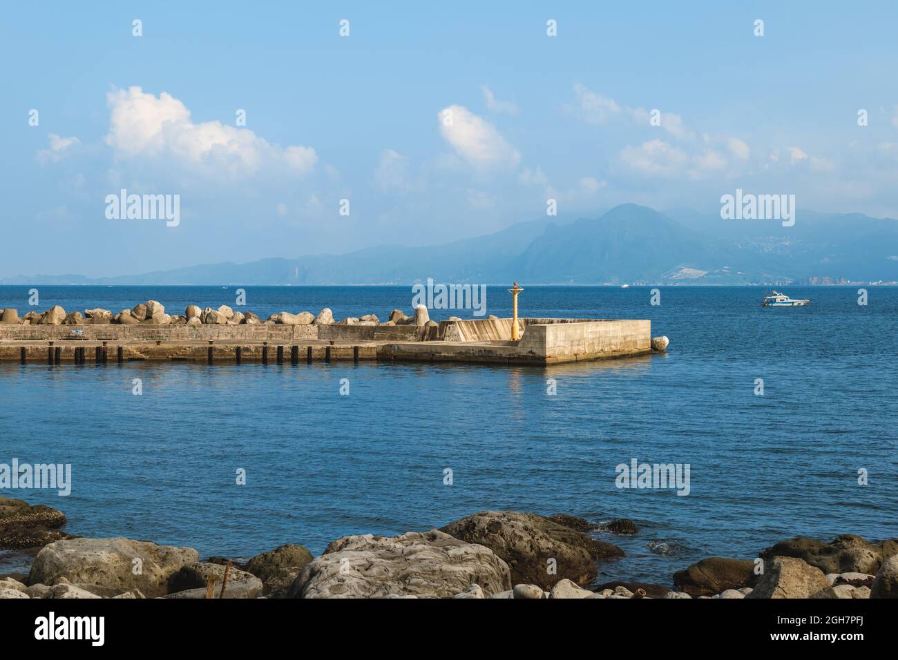 the pier located at keelung islet stands northeast off Keelung, taiwan Stock Photo