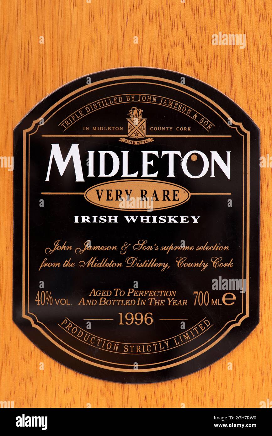 box of Midleton single malt Irish whiskey Stock Photo