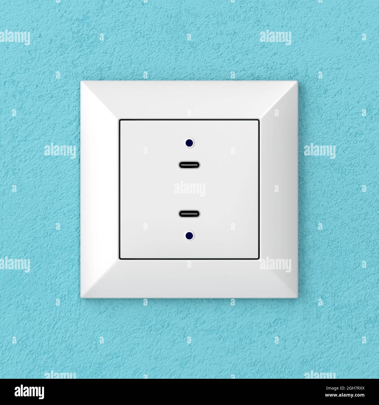 Wall socket with two USBC charging ports Stock Photo Alamy