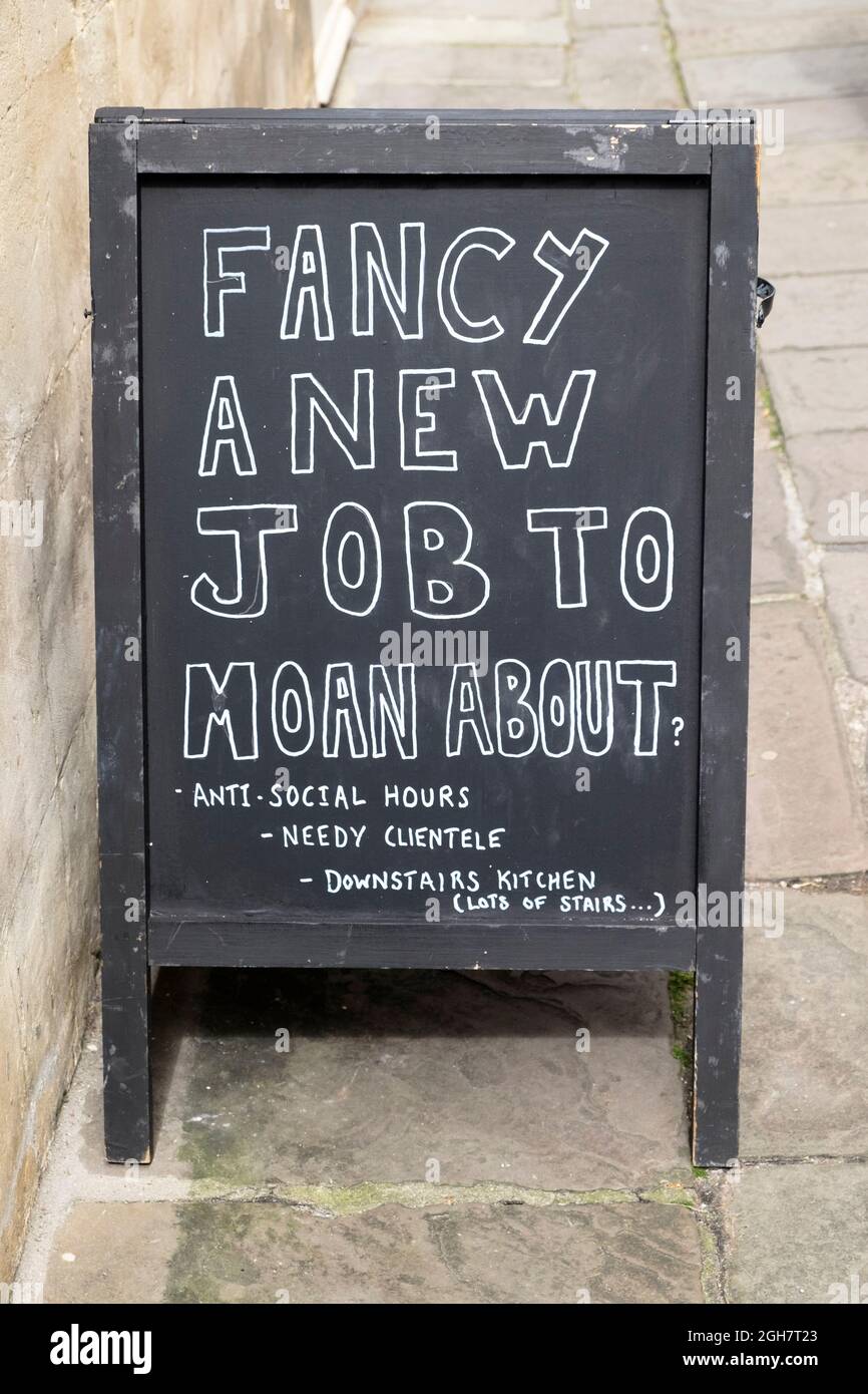 A board avertising job or jobs in the service industry. Fancy a new job to moan about. Stock Photo