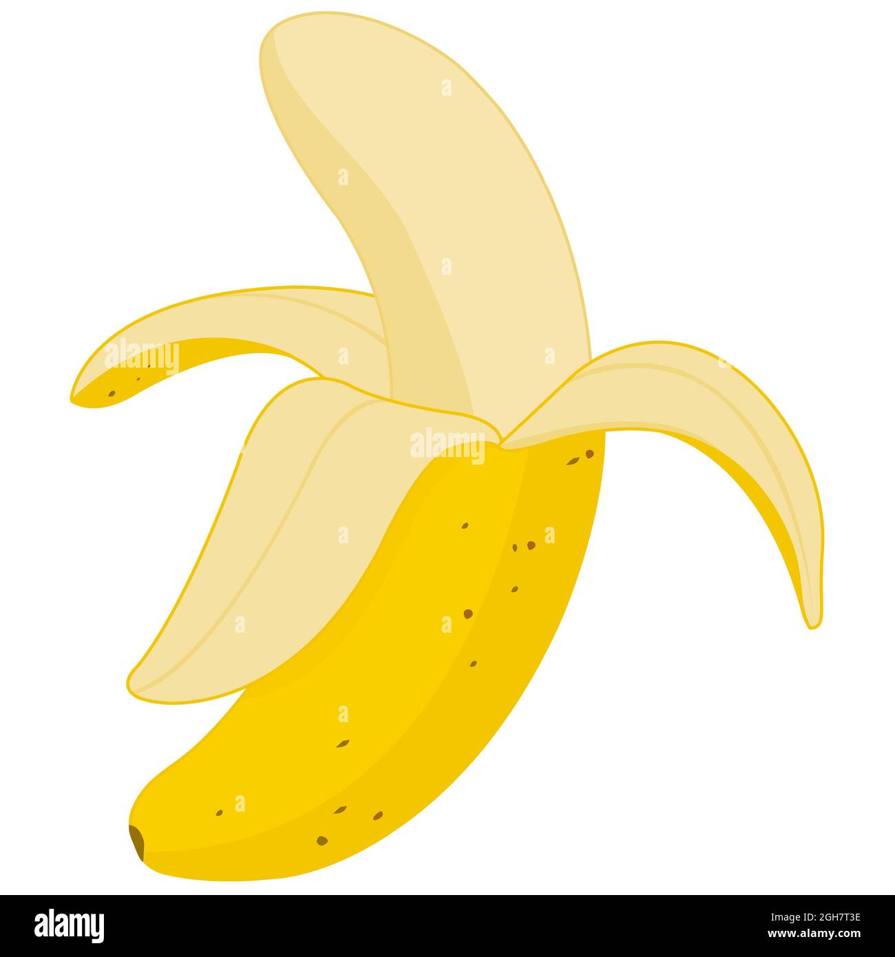Illustration of a half peeled yellow ripe banana Stock Photo Alamy