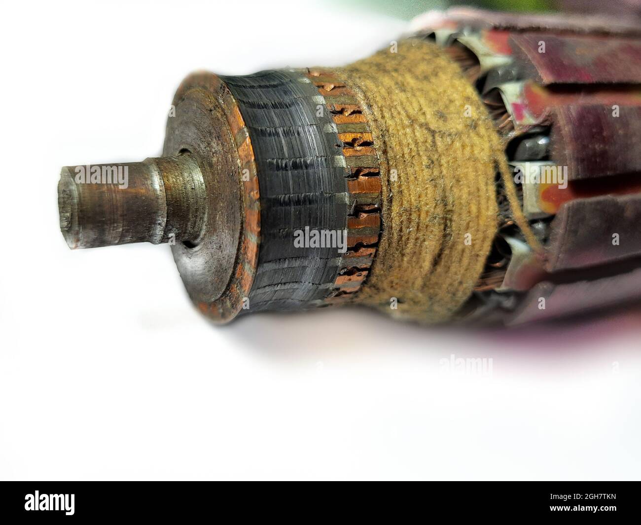 Closeup of an electric motor rotor isolated on a white background Stock ...