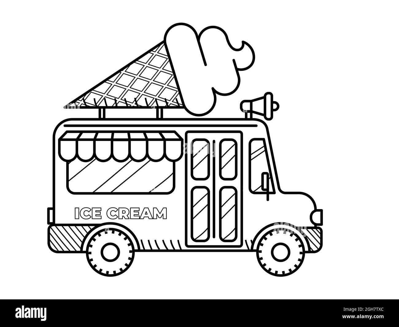 Ice Cream Art - Ice Cream Truck Drawings - Free Transparent PNG Clipart  Images Download