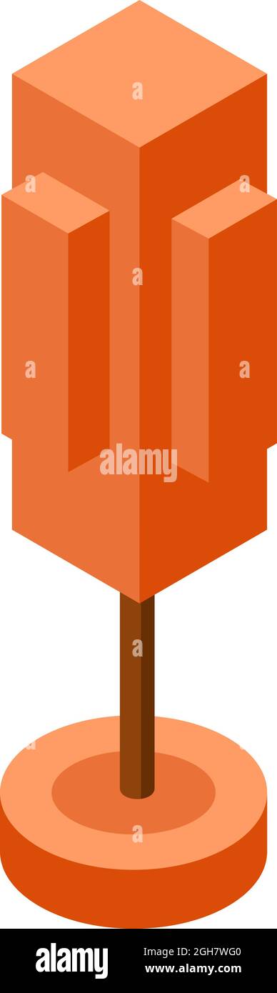 orange autumn ismetric tree vector illustration element for game design. Stock Vector