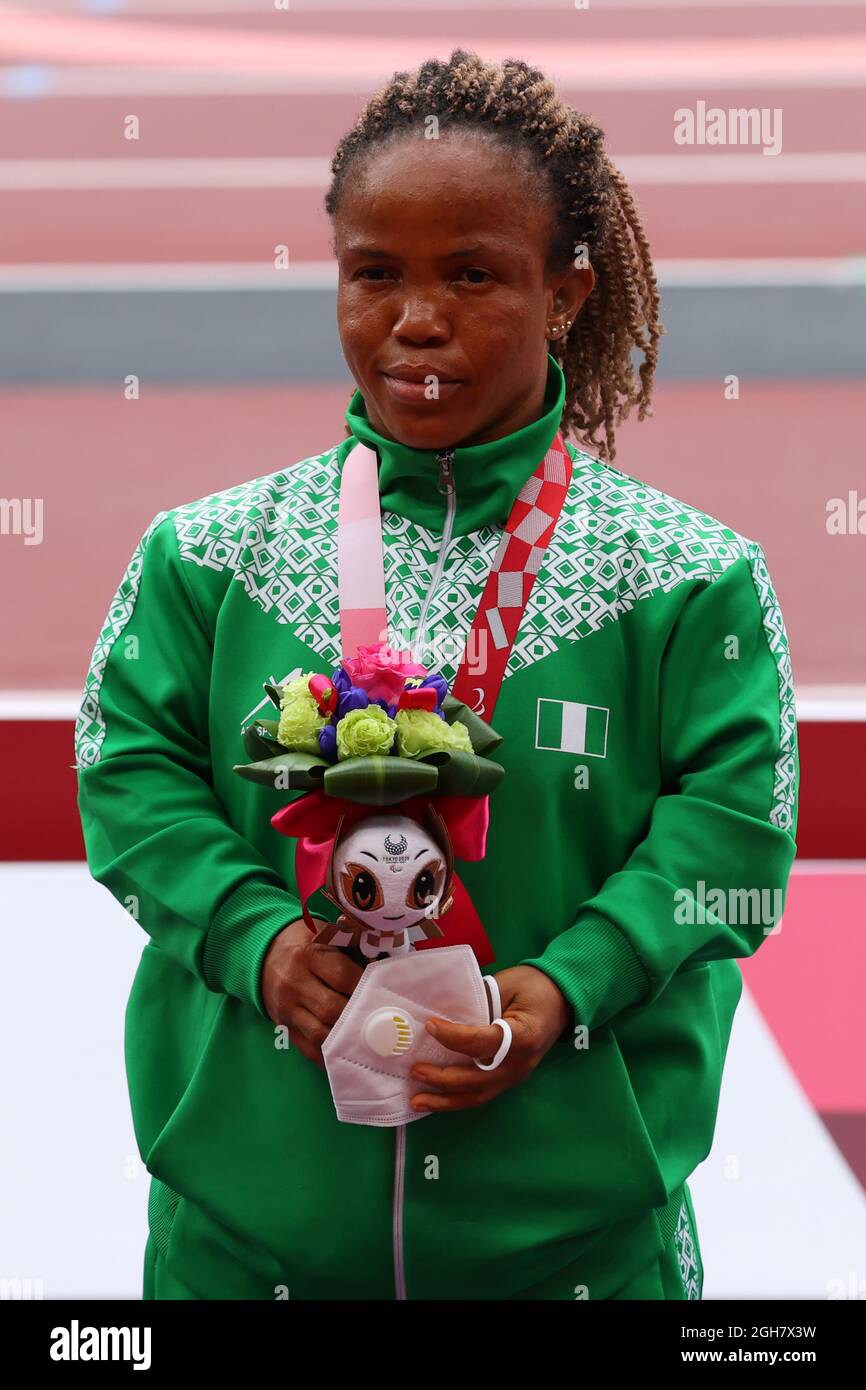 ONYE Lauritta (NGR) Silver medal in the Athletics Women's Shot Put F40 Final Medal Ceremony