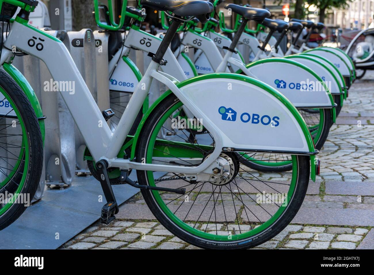 Obos rental bikes in Bergen, Norway, Europe Stock Photo