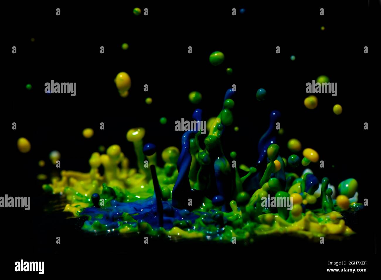 Paint Sculpture - High speed photography of splashes of paint Stock Photo