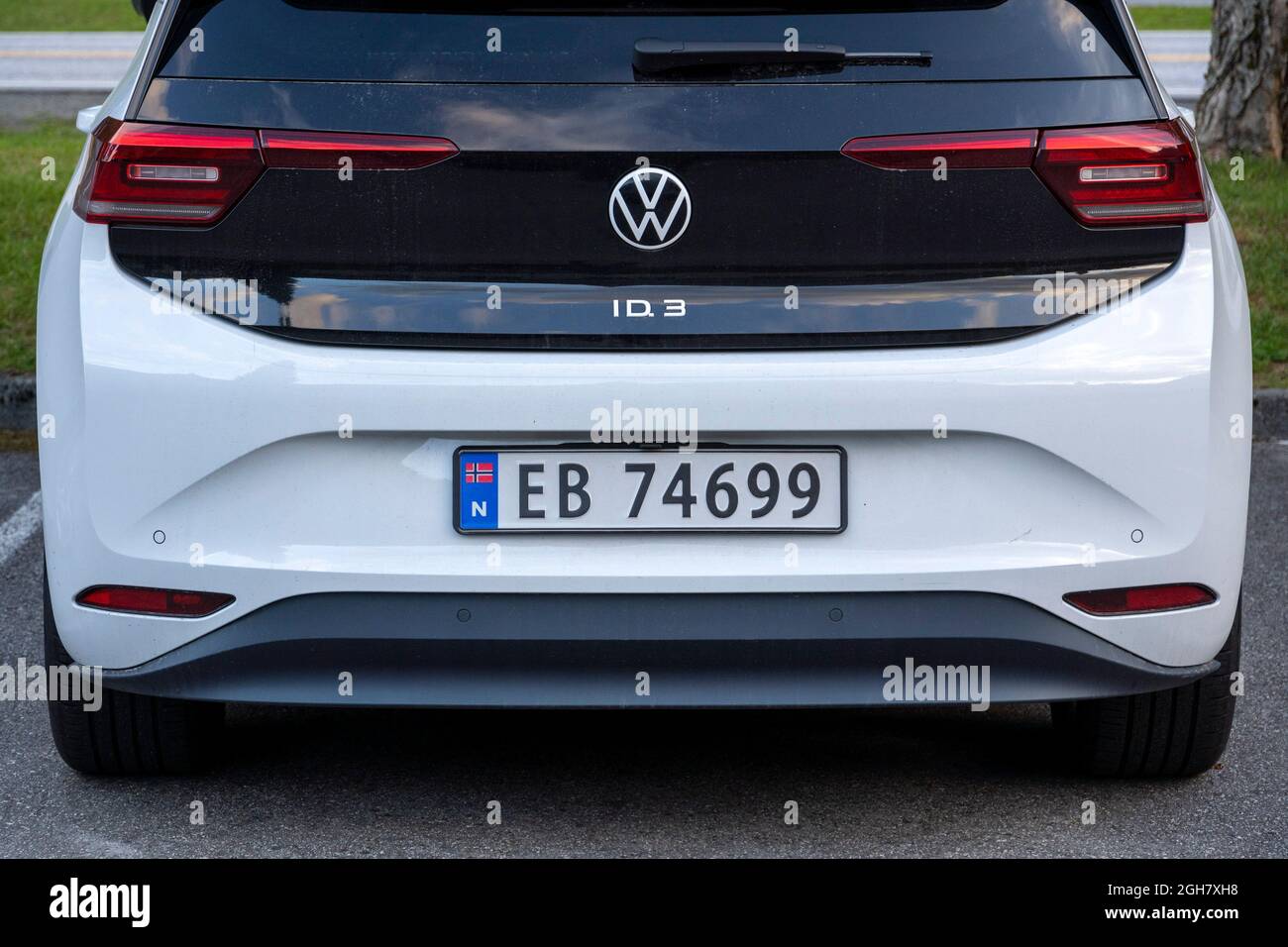 Volkswagen ID.3 electric car with Norwegian license plate Stock Photo