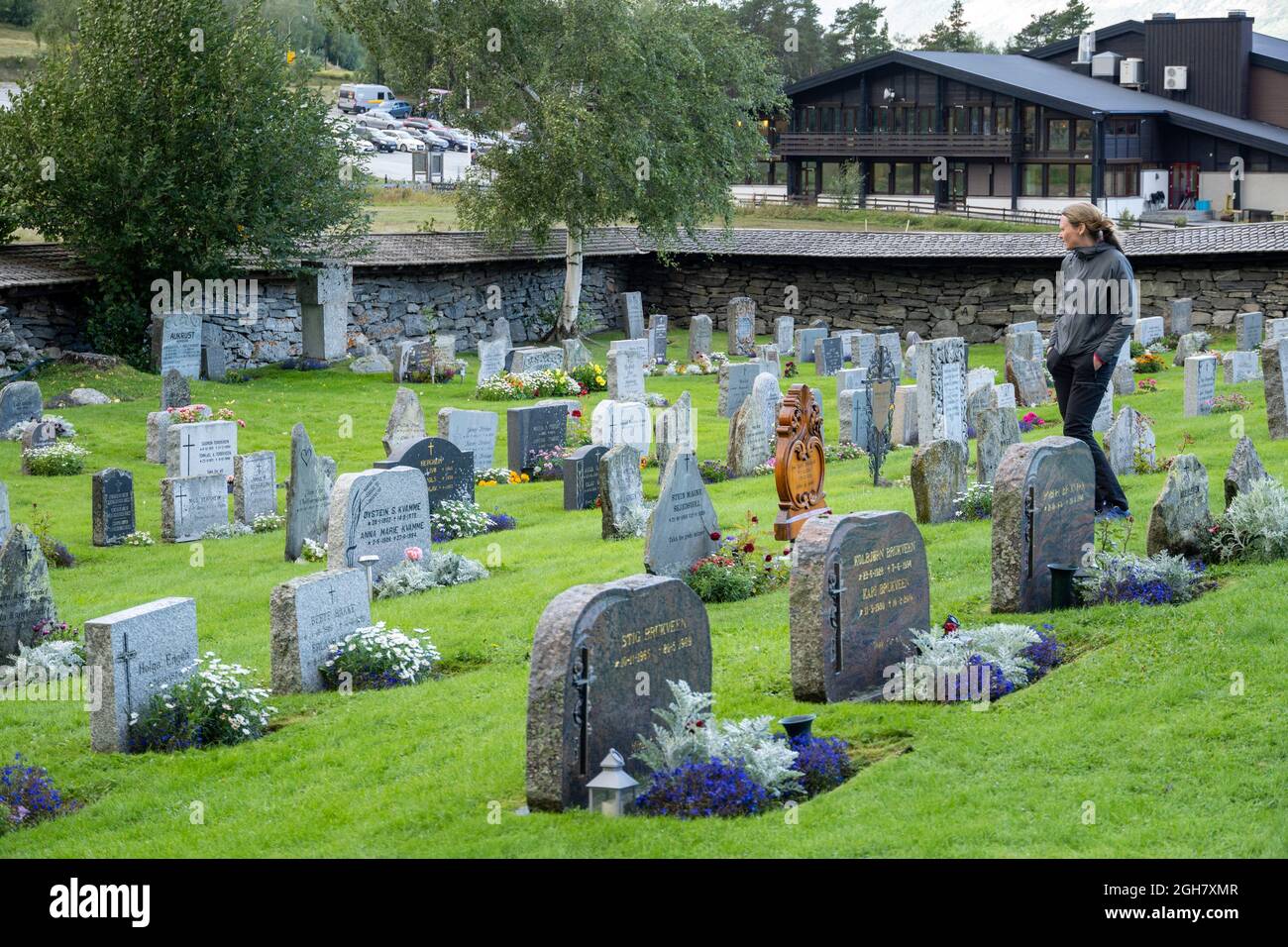 Graveyard in Lom, Innlandet county, Norway, Europe Stock Photo