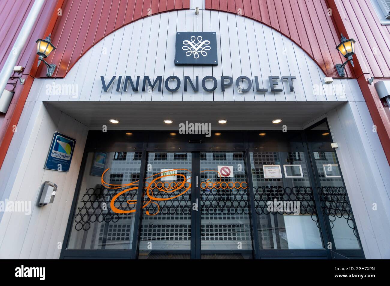 Vinmonopolet government-owned alcoholic beverage retailer - only company allowed to sell beverages with an alcohol content higher than 4.75% in Norway Stock Photo