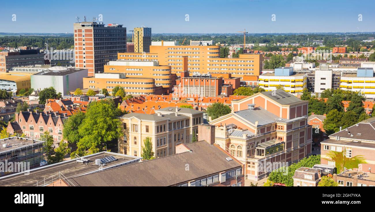 Panorama of the theater and hospital in the city center of Groningen, Netherlands Stock Photo