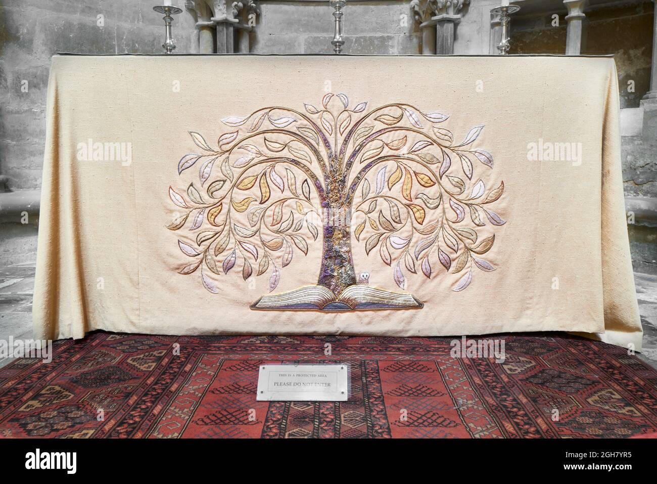 Decorative altar cloth in the chapel next to the tomb of