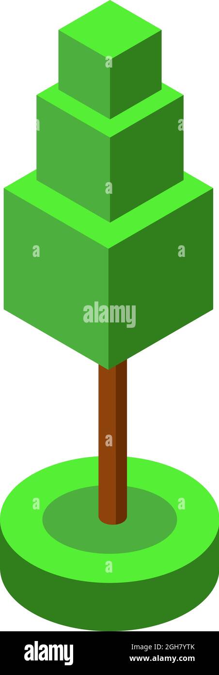 green ismetric tree vector illustration element for game design Stock Vector