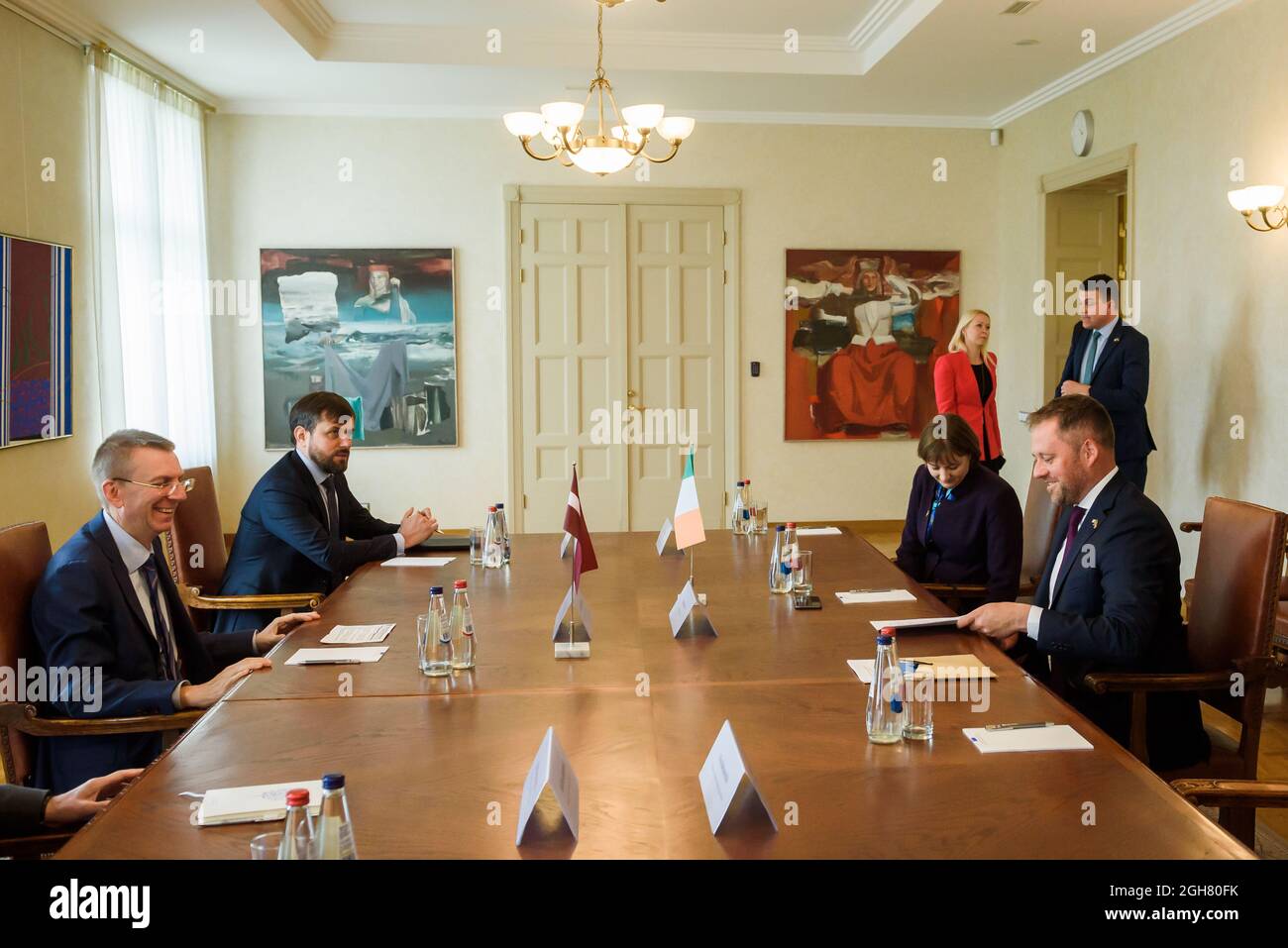 RIGA, LATVIA. 6th September 2021. Edgars Rinkevics (L), Foreign Minister of Latvia meets with Thomas Byrne (R), Minister of State for European Affairs of Ireland, Credit: Gints Ivuskans/Alamy Live News Stock Photo