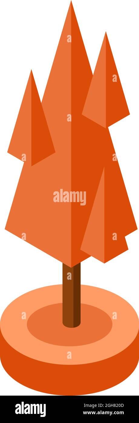 orange autumn ismetric tree vector illustration element for game design. Stock Vector