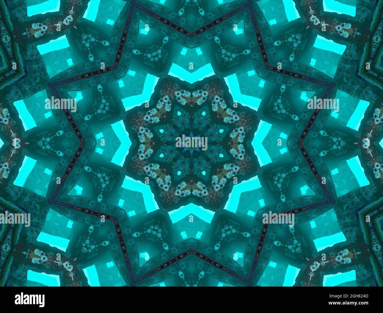 Illustration abstract kaleidoscopic pattern in jade color originated ...