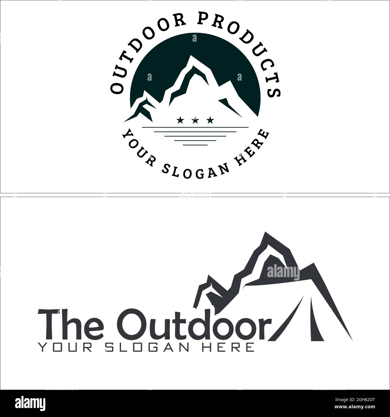 Adventure mountain hiking outdoor logo design Stock Vector