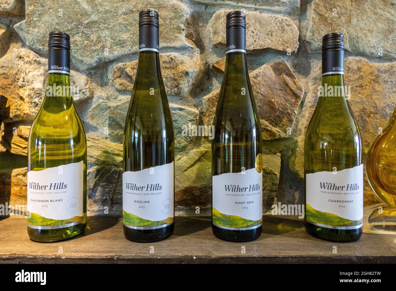 Wither Hills Winery Wine Bottles Burleigh New Zealand Marlborough County Winery Stock Photo