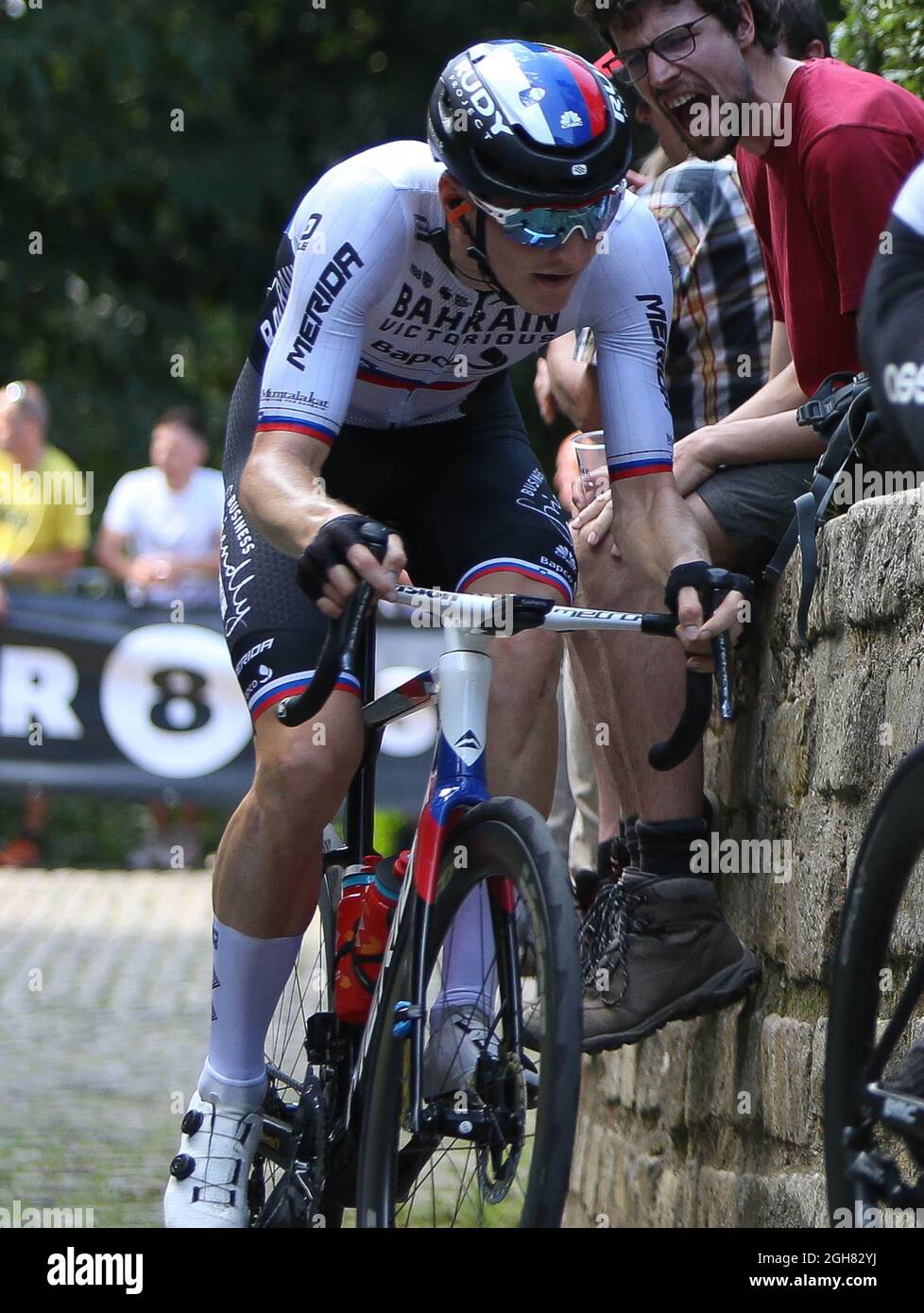 Matej Mohoric of Barhain - Victorious during the Benelux Tour 2021, Stage  7, Namur - Geraardsbergen, Grammont (180,9 Km) on September 5, 2021 in  Geraardsbergen, Grammont, Belgium. Photo by Laurent Lairys/ABACAPRESS.COM  Stock Photo - Alamy