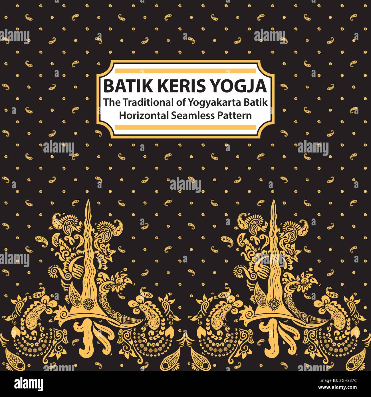 Batik Keris Yogja - The Traditional of Yogyakarta Batik Horizontal Seamless Pattern Stock Vector