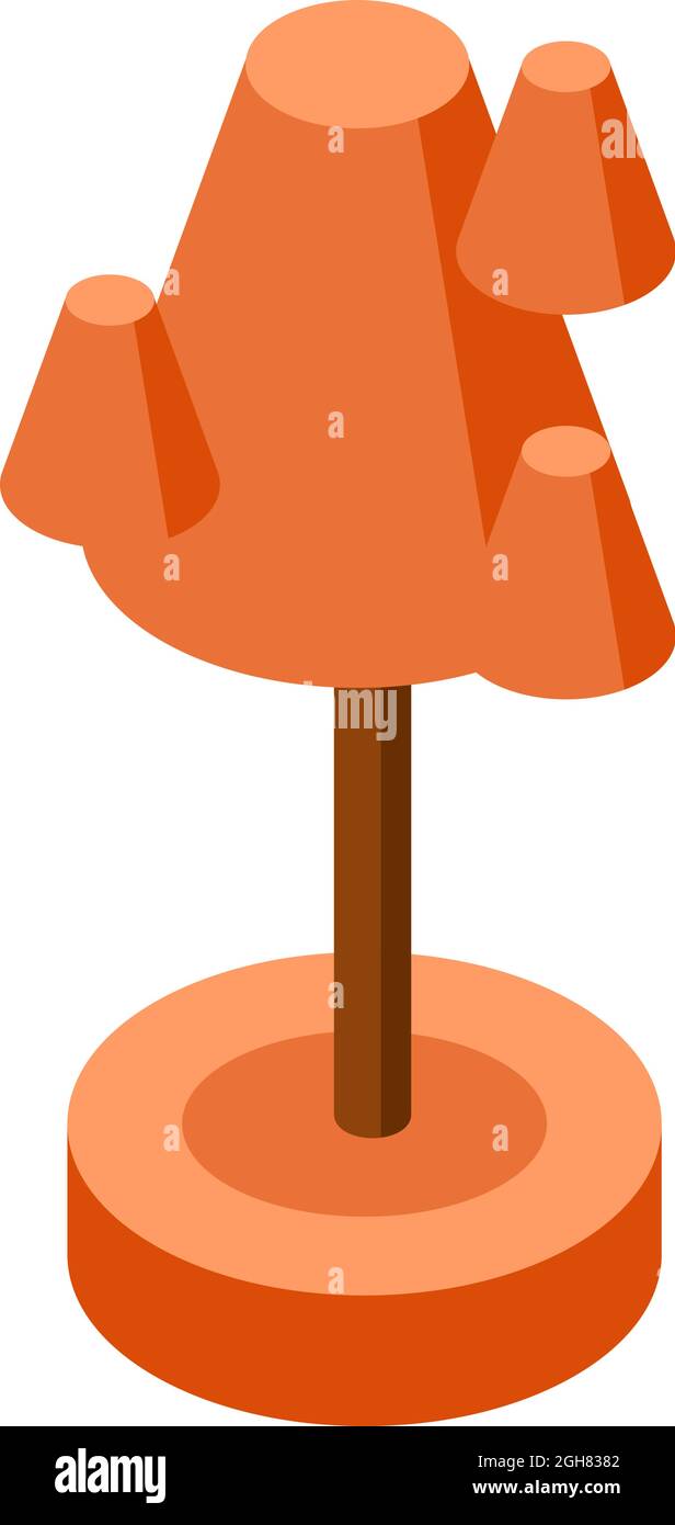 orange autumn ismetric tree vector illustration element for game design. Stock Vector