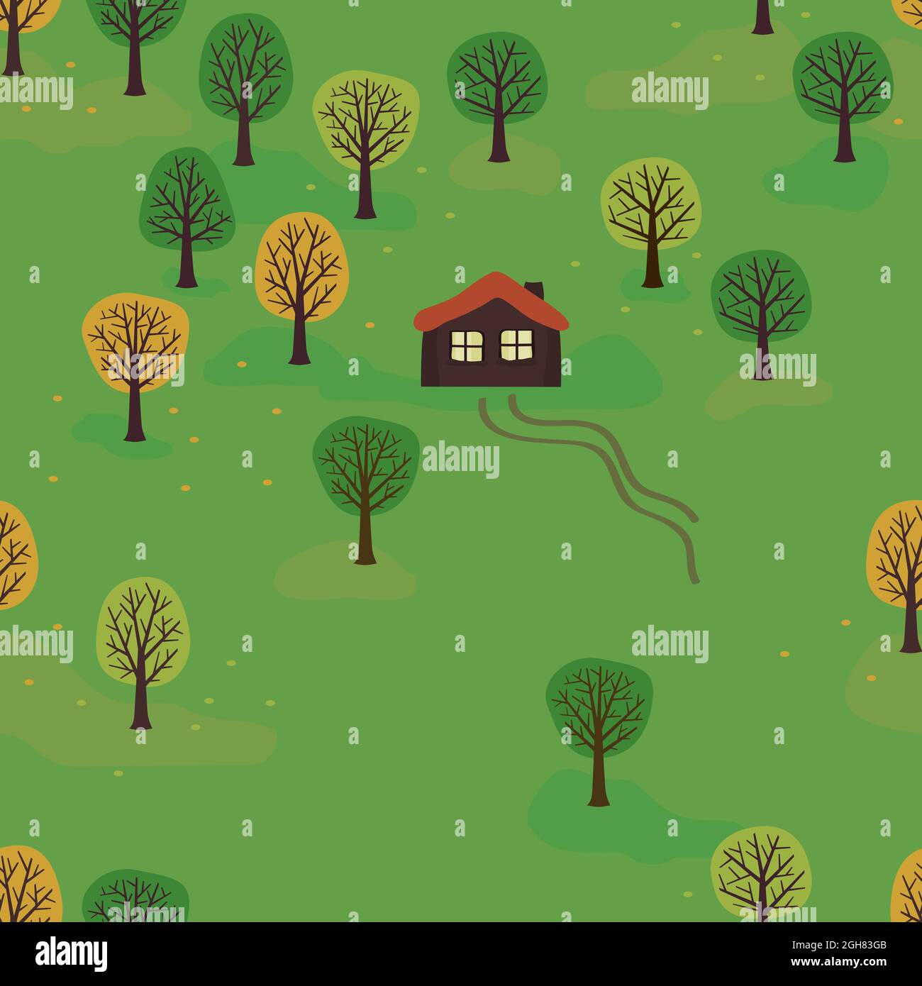 Autumn landscape with a cottage - vector illustration Stock Vector ...