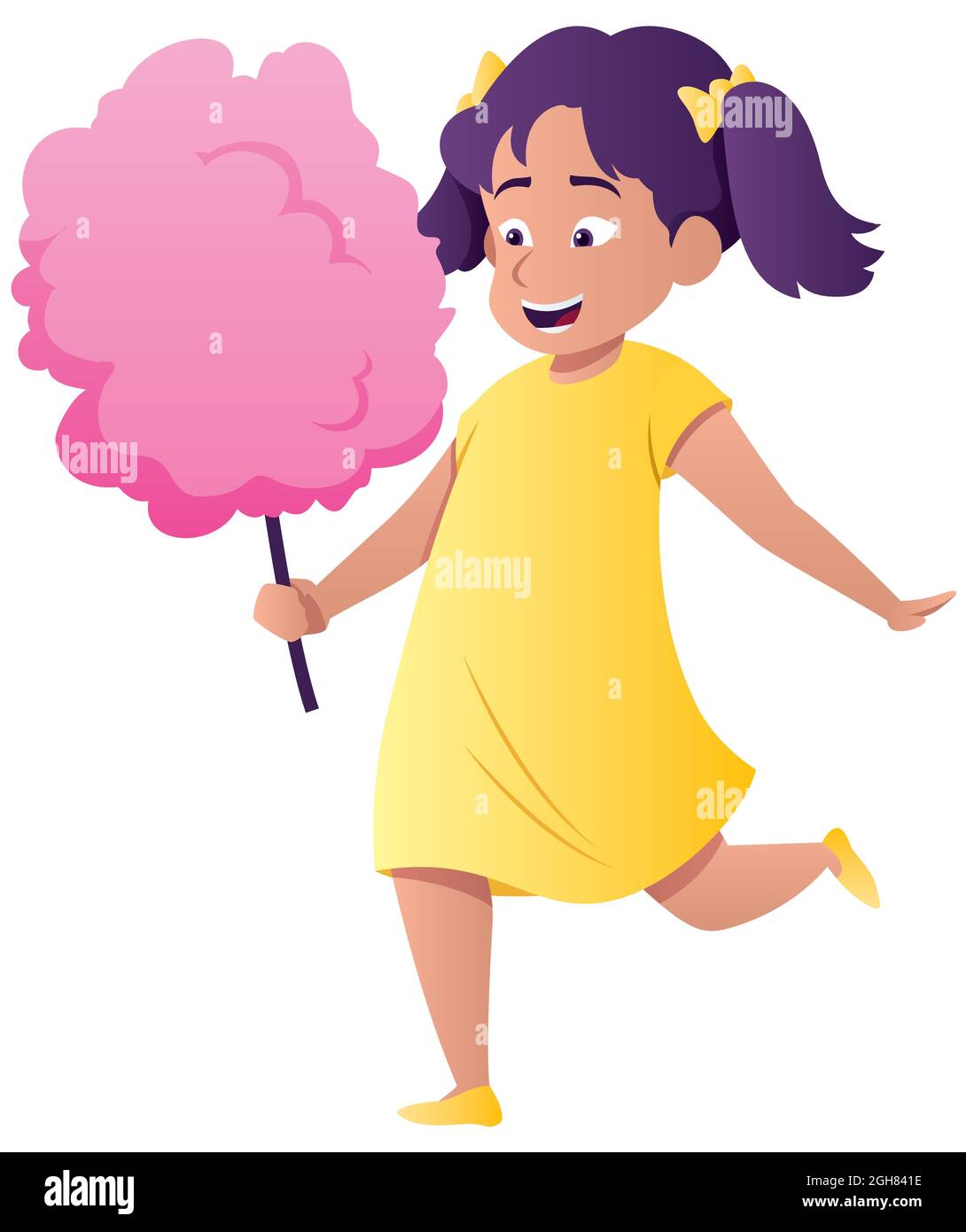 Young girl eating cotton candy Stock Vector Images Alamy