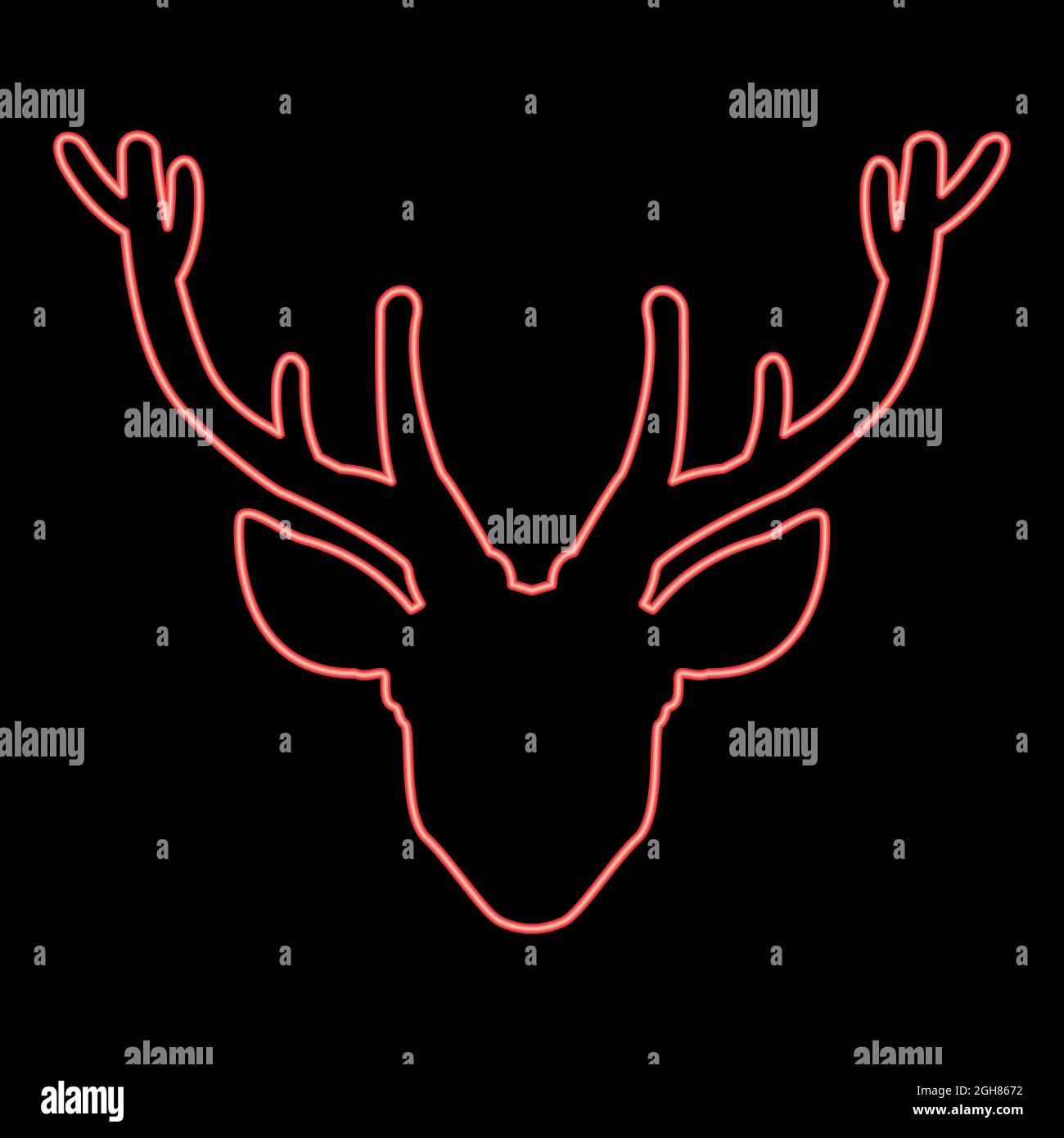 Neon head deer red color vector illustration flat style light image