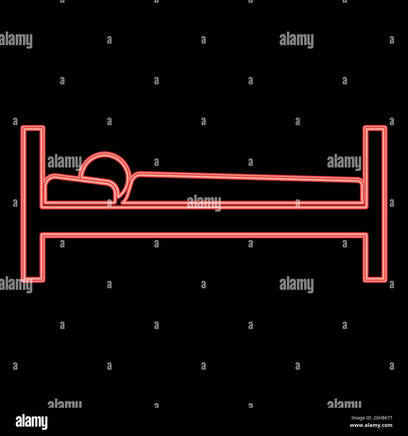Neon man sleeping red color vector illustration flat style light image Stock Vector