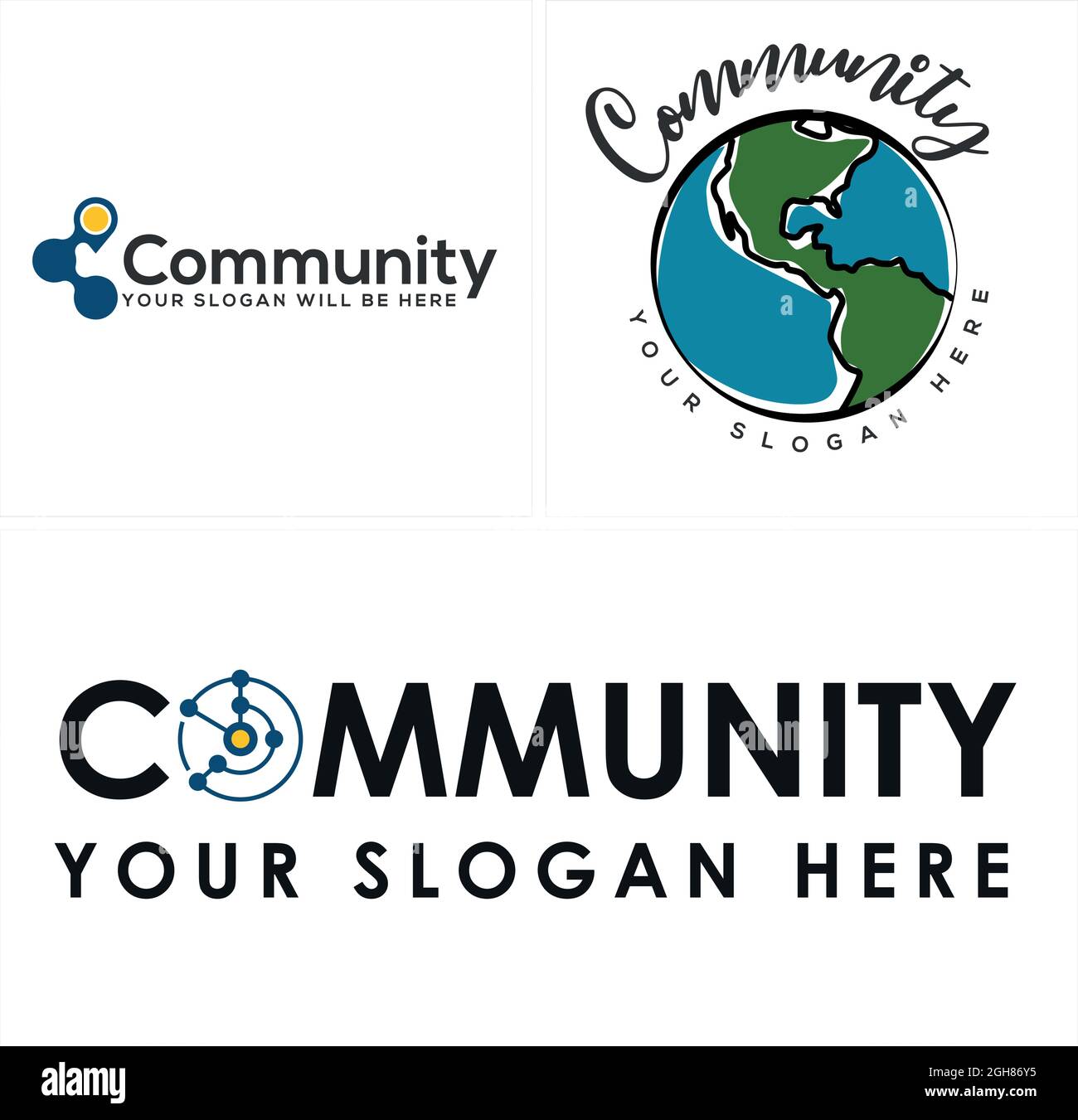 Community earth technology software logo design Stock Vector