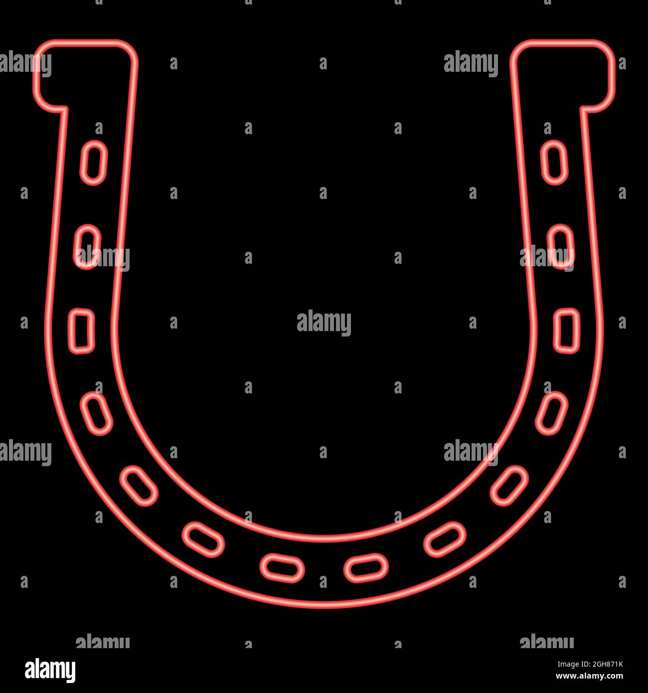 Neon horseshoe red color vector illustration flat style light image Stock Vector