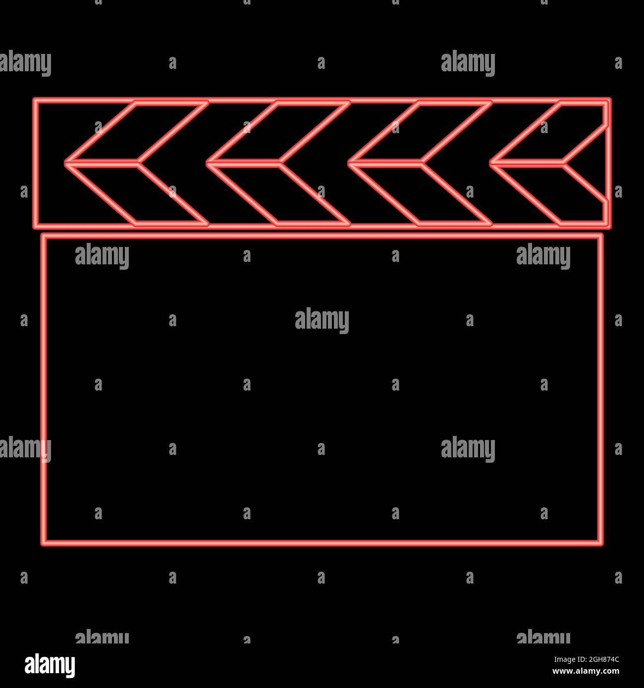 Neon cinema clapper red color vector illustration flat style light image Stock Vector