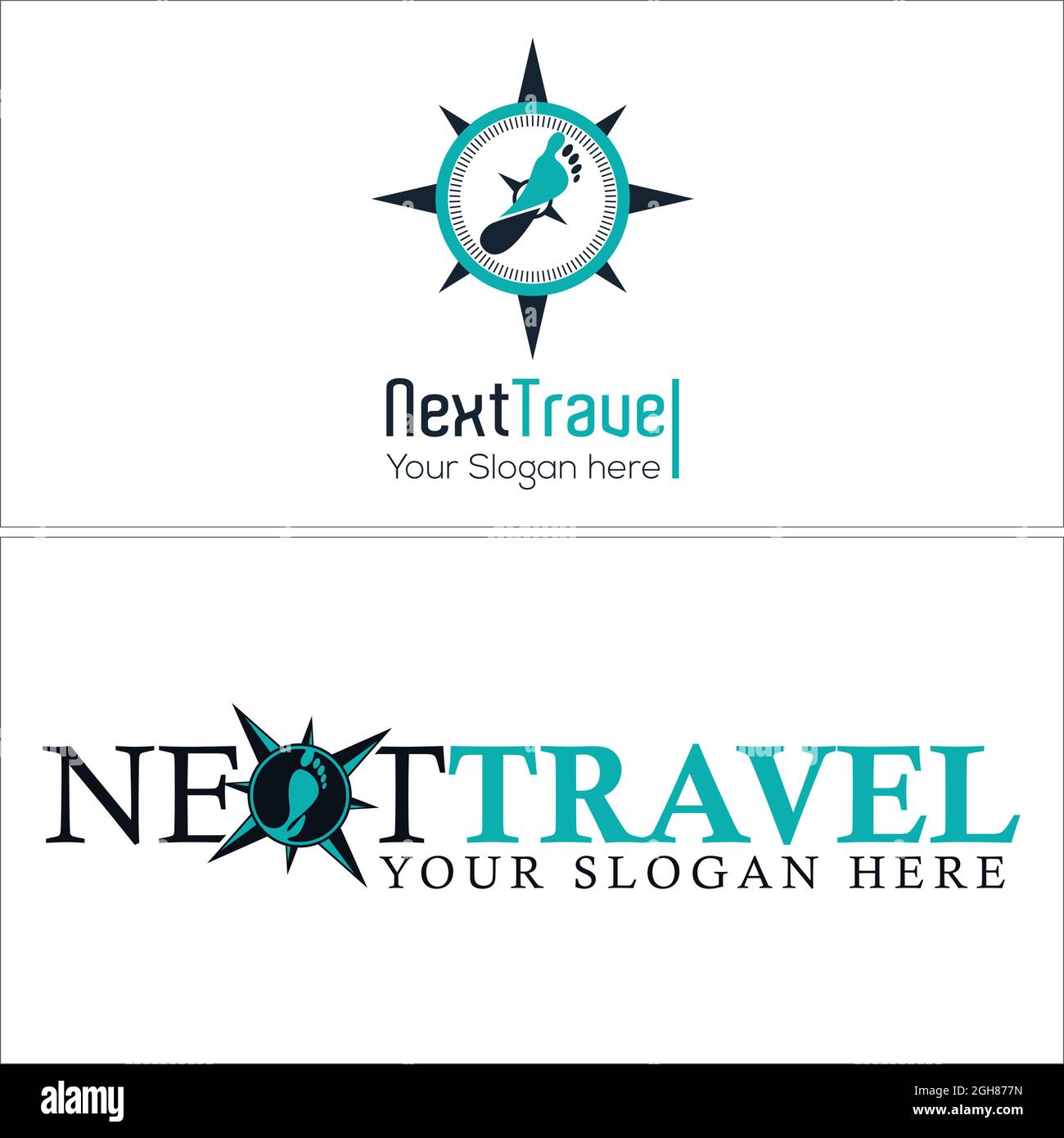 Travel trip adventure compass foot logo design Stock Vector Image & Art ...