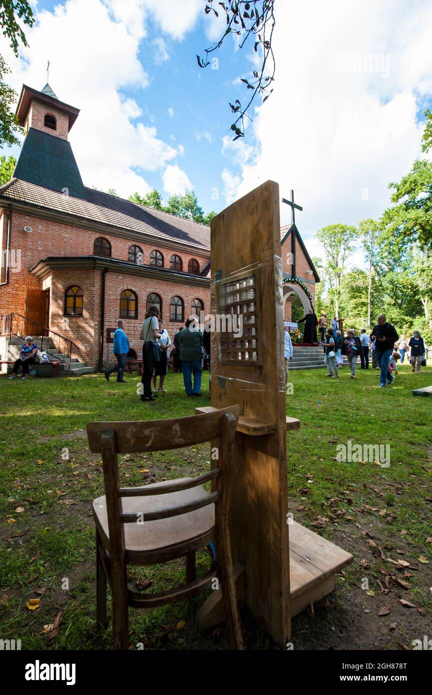 Religious celebration of Saint Rosalia in the open air at a secluded chapel in central Poland Stock Photo